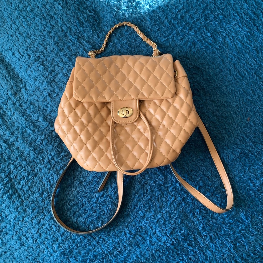 Beige mini backpack